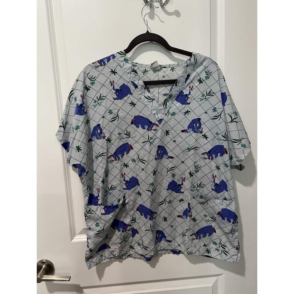 Disney Eeyore Scrub Top Blue Size Medium Doctor Nurse Vet